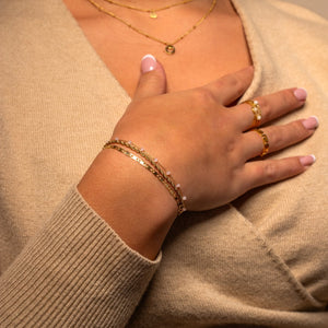 Dubbele armband roze goud