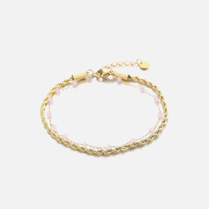 Dubbele armband roze goud
