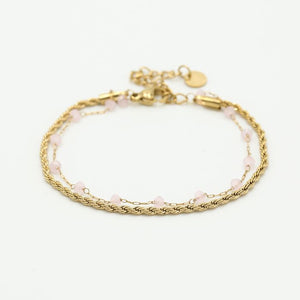 Dubbele armband roze goud