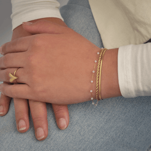Dubbele armband roze goud