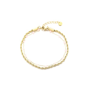Dubbele armband roze goud