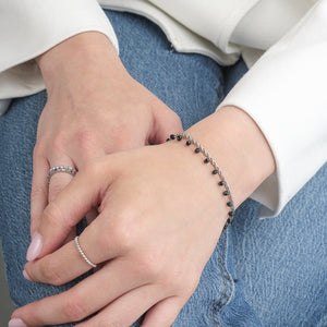 Dubbele armband zwart zilver