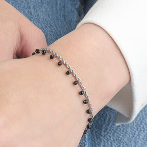 Dubbele armband zwart zilver