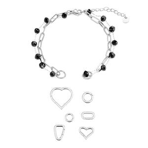 DYO Premium tweelaags armband zwart zilver