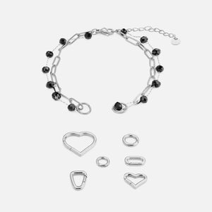 DYO Premium tweelaags armband zwart zilver