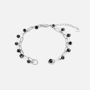 DYO Premium tweelaags armband zwart zilver