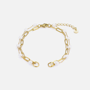 DYO Premium tweelaags parel armband goud