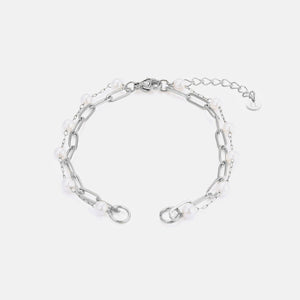 DYO Premium tweelaags parel armband zilver