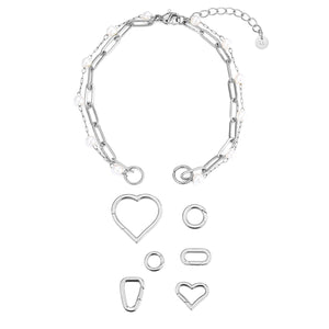 DYO Premium tweelaags parel armband zilver