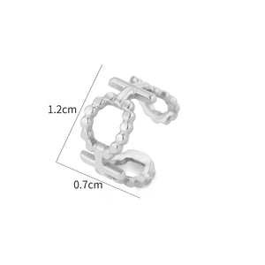 Ear cuff dubbel ringpatroon zilver