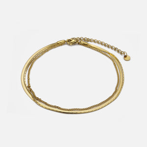 Enkelband drielaags plat/bolletjes goud