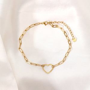 Enkelband grote hart goud