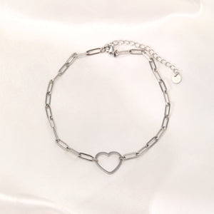Enkelband grote hart zilver