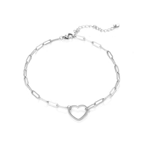 Enkelband grote hart zilver
