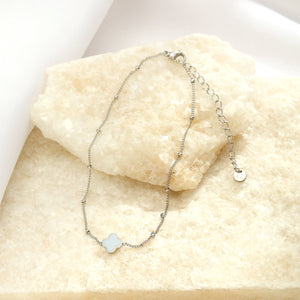 Enkelband klaver zilver