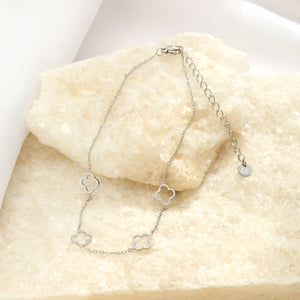 Enkelband open klaver zilver