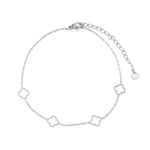 Enkelband open klaver zilver