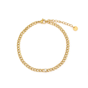 Enkelband schakel steentje goud