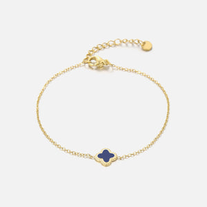 Enkelband single klaver goud/blauw