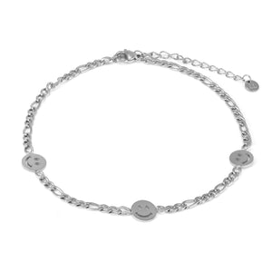 Enkelband smiley zilver
