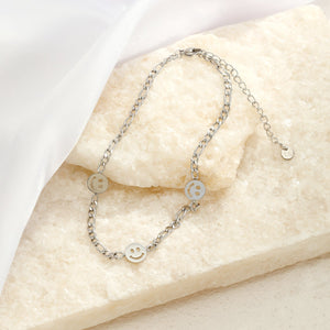 Enkelband smiley zilver