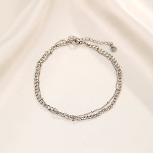 Enkelband tweelaags schakel zilver