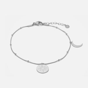 Enkelband zon & maan zilver