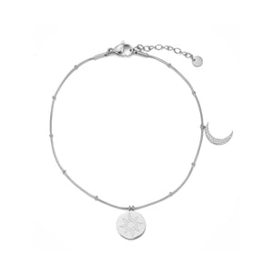 Enkelband zon & maan zilver