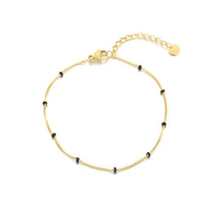 Fijne bolletjes armband goud/zwart