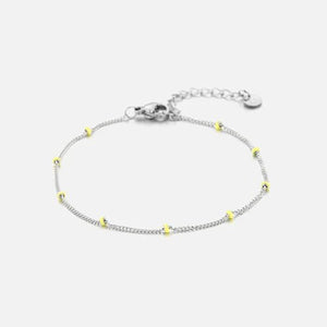 Fijne bolletjes armband zilver/geel