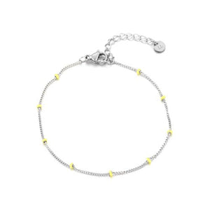 Fijne bolletjes armband zilver/geel