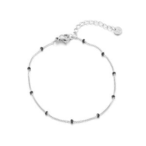 Fijne bolletjes armband zilver/zwart