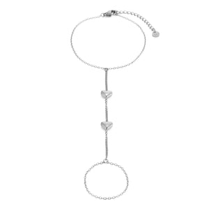 Hand Chain hartjes zilver