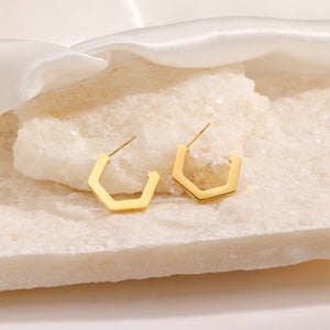 Hoekige oorbellen klein goud
