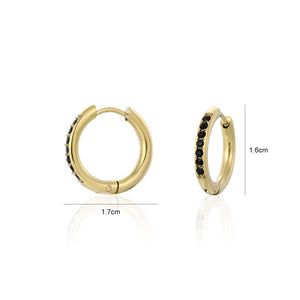 Hoops met steentjes zwart/goud