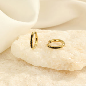 Hoops met steentjes zwart/goud