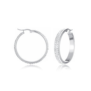 Hoops steentjes zilver groot