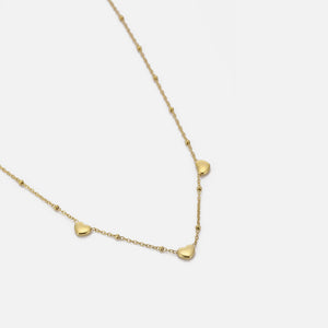 Ketting drie hartjes goud