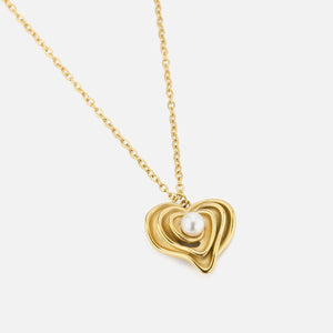 Ketting gelaagd hart parel goud