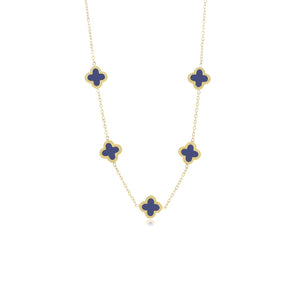 Ketting klaver  gold/blue