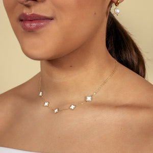 Ketting klaver gold/white