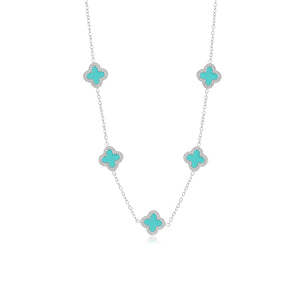 Ketting klaver silver/mint