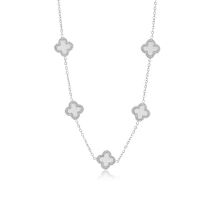 Ketting klaver silver/white