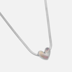 Ketting parelmoer hart zilver