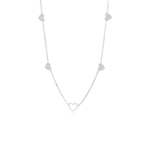 Ketting vier gesloten hartjes zilver