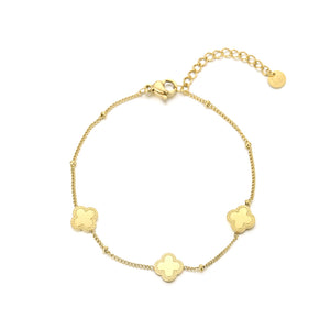Klavertjes armband goud