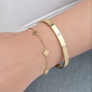 Klavertjes armband goud