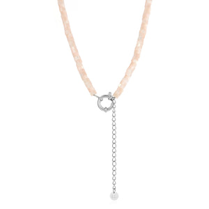 Kralen ketting roze zilver