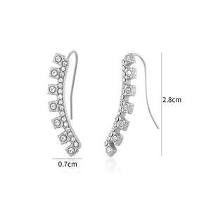 Oorbel gebogen met steentjes zilver