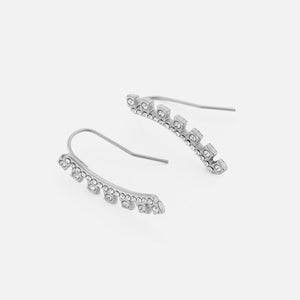 Oorbel gebogen met steentjes zilver